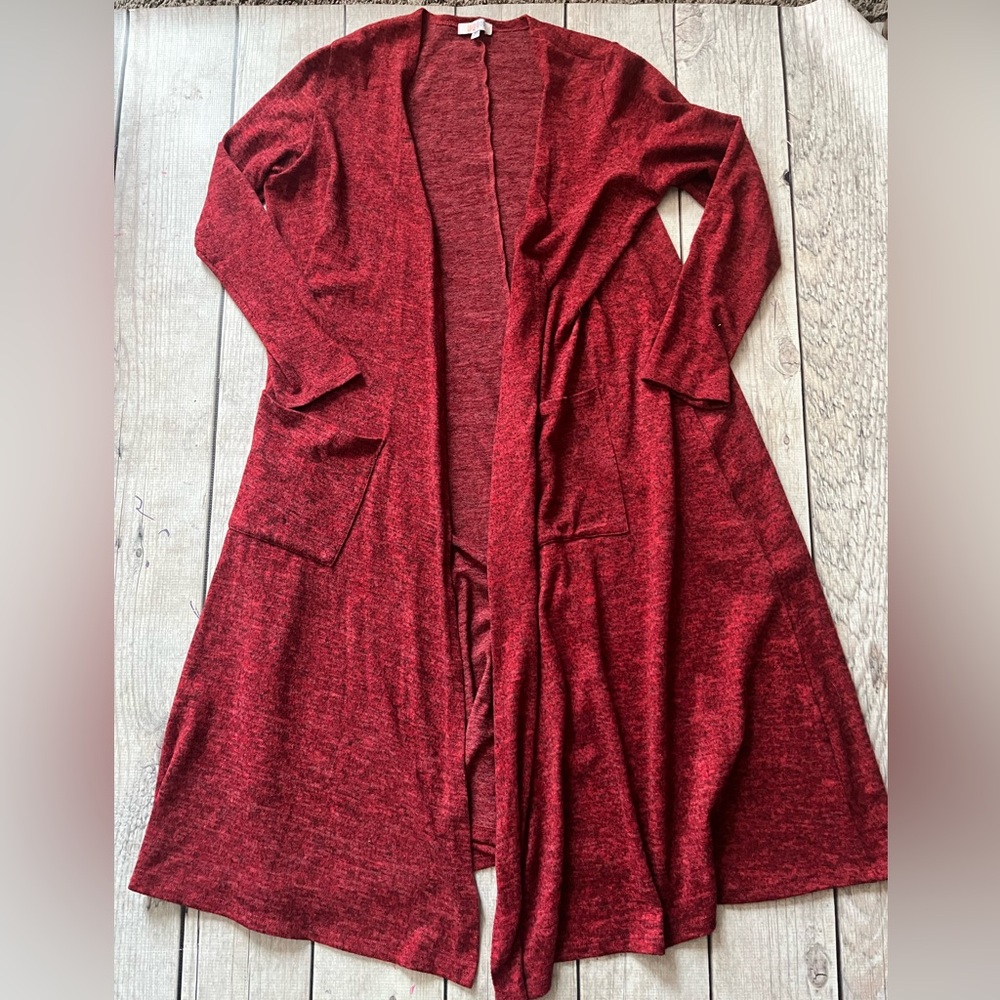 LuLaRoe Sarah Red Open Front Sweater